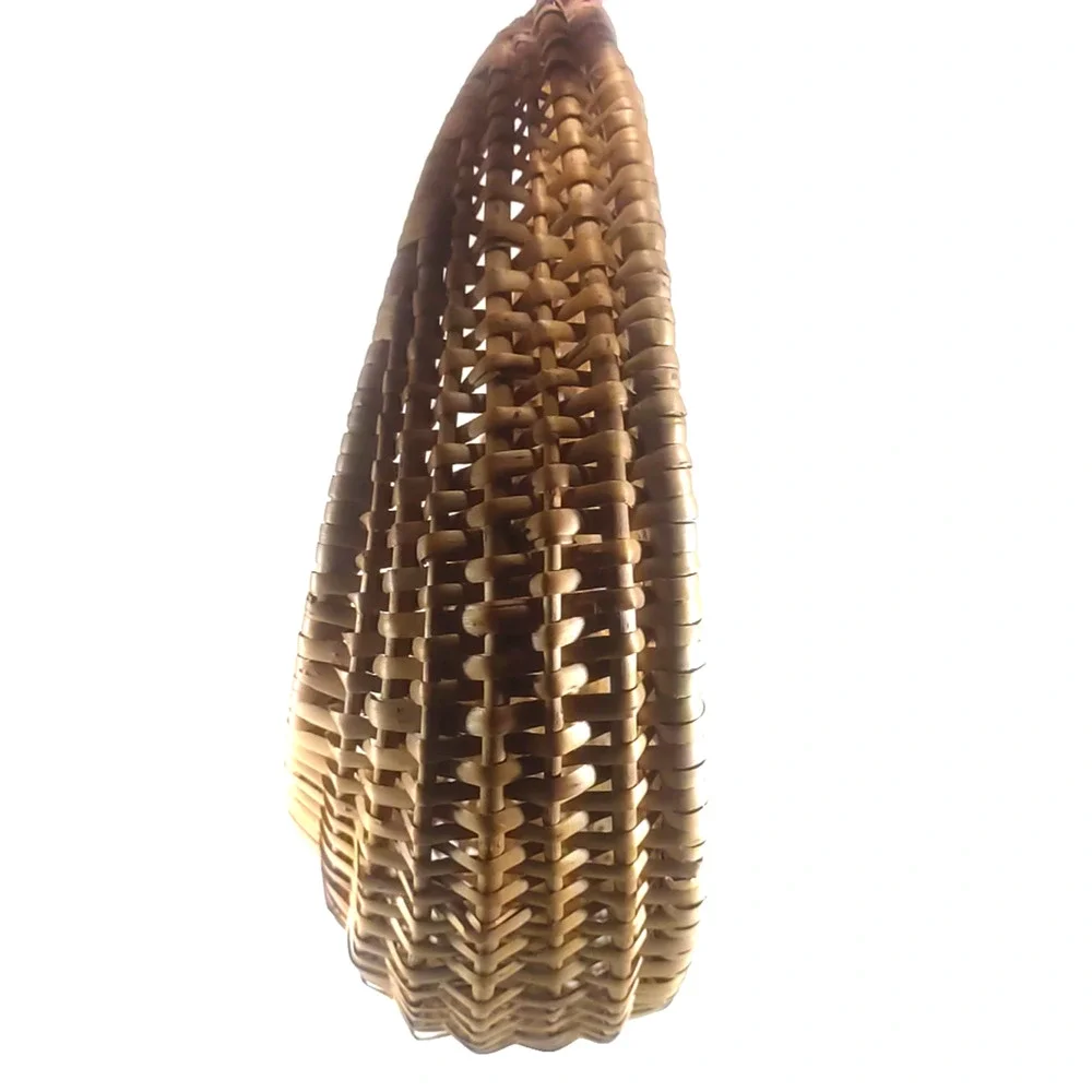 Rattan Wicker Half Moon Basket Hanging Plant Storage Light Tan